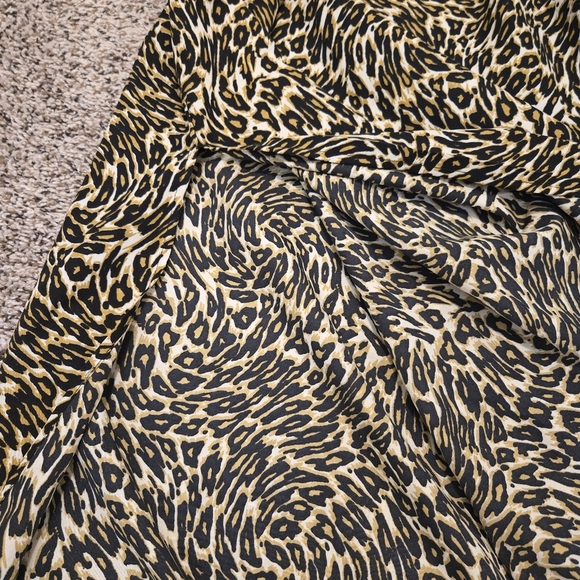 AMERICA & BEYOND Leopard Print Maxi Dress / Coverup With Stretch Waist Size Smal - Picture 6 of 15